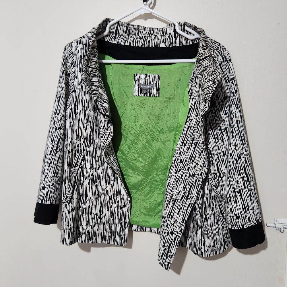 Anthrocite Blazer Size 10 White And Black Lined Green One Front Button. - Picture 6 of 12